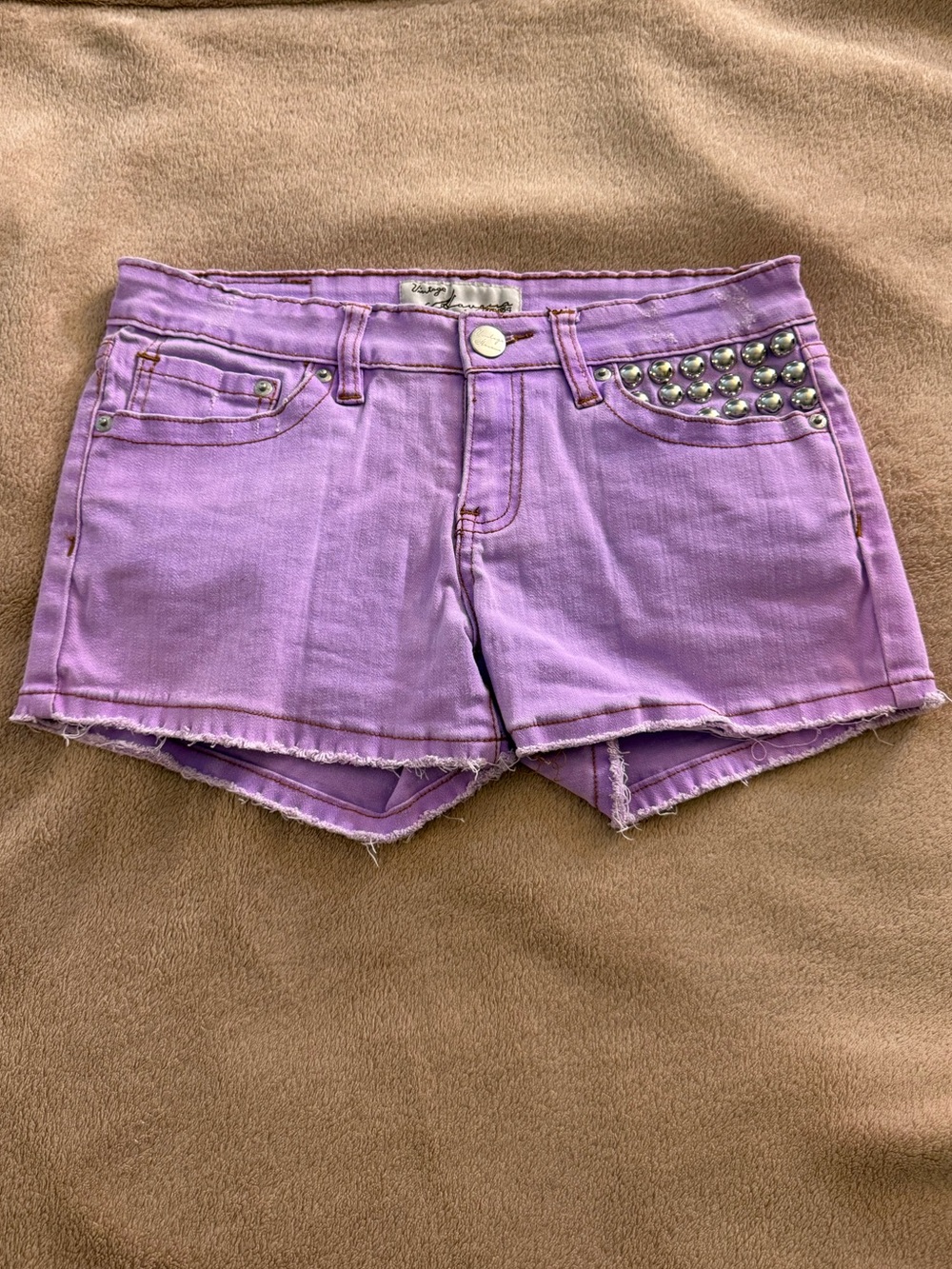 Vintage Havana Lavender Studded Denim Shorts